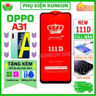 Kính Cường Lực Oppo A31 (2020) - Siêu chất lượng - Full màn hình 111D - Độ cứng 10H -Độ trong suốt cực cao, [FL8]