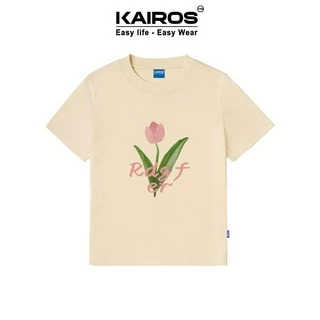 Áo baby tee Kairos dáng cộc tay form ôm bo cổ dệt chất liệu cotton premium co dãn 2 chiều mẫu một bông tulip