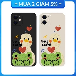 Ốp lưng cạnh vuông Iphone 5G/6S/7 Plus/8G/Xr/Xs/13/...viền bảo vệ camera hình Ếch vịt