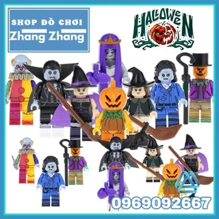 Đồ chơi xếp hình Halloween kinh dị scarecrow witch pumpkin vampire clown Minifigures POGO PG8171
