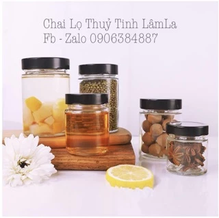 Hũ Thuỷ Tinh Tròn Dáng Cao Nắp Thiếc Dày 100ml 180ml 380ml 500ml