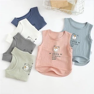 Áo Thun Cộc Tay In Hình Gấu Cho Bé Trai Bé Gái MINKY BABY, Áo Ba Lỗ Chất Đũi Cao Cấp Cho Bé Từ 6-28Kg