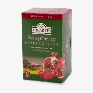 Trà xanh Lựu - Mâm xôi AHMAD - Ahmad Raspberry&Pomegranate (túi lọc có bao thiếc - 20 túi/hộp)