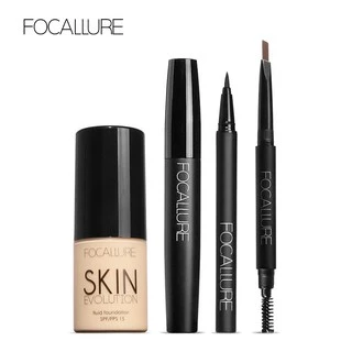 Bộ 4 sản phẩm FOCALLURE kem nền + chì kẻ mày + bút kẻ mắt + mascara đa năng