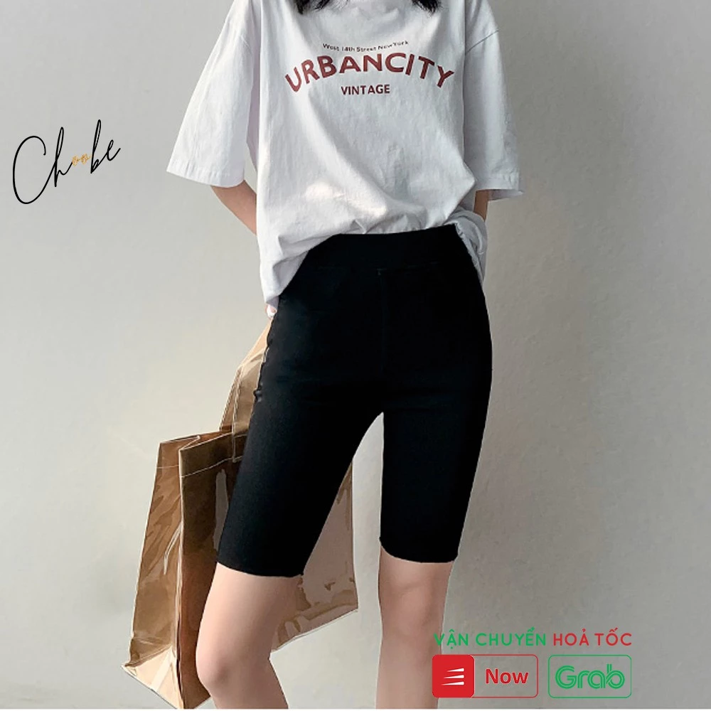 Quần legging lửng cạp chun vải thun ngố nữ co giãn tốt dáng ôm shopanamy