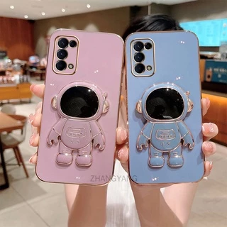 ốp lưng oppo reno 4 reno 5 reno 4 pro reno 5 pro TPU Mạ điện 3D Phi hành gia có chân đế ốp điện thoại oppo reno 4 reno 5 reno 4 pro reno 5 propro