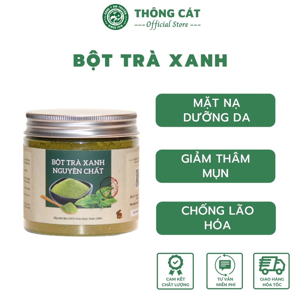 Bột trà xanh matcha THÔNG CÁT Gia Truyền  Bột làm bánh nguyên chất có thể dùng để đắp mặt giúp giảm mụn, đẹp da