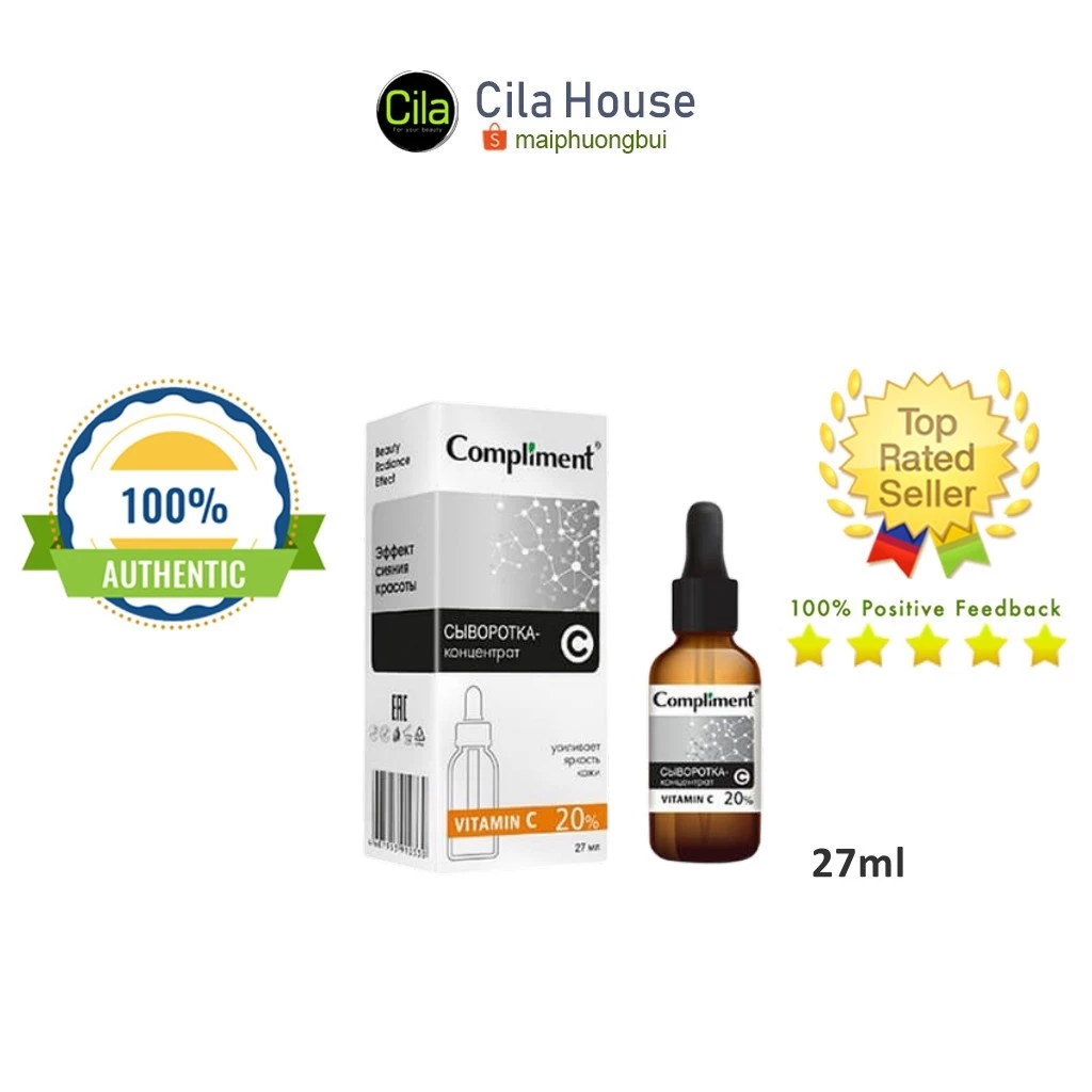 Serum Compliment 20% Vitamin C dưỡng trắng, mờ thâm 27ml - Cila House