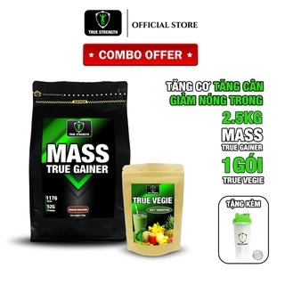 Combo 2.5kg Mass True Gainer và 1 gói True Vegie Kèm Bình Lắc - Tăng Cân - Tăng Cơ - Giảm Nóng Trong