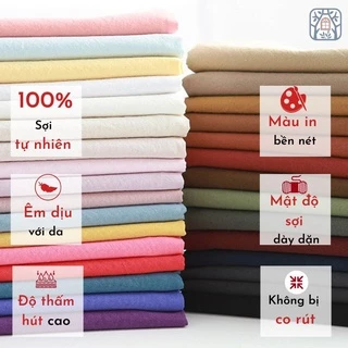 CO-5 [18MÀU] Vải cotton 100% tự nhiên🍒Chuanshui🍒khổ vải 150cm, vải trơn - vải đẹp handmade