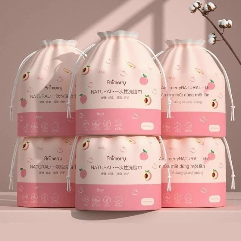 COMBO 6 CUỘN KHĂN KHÔ ĐA NĂNG LAU MẶT Animerry DÙNG 1 LẦN - BÔNG TẨY TRANG 100% COTTON
