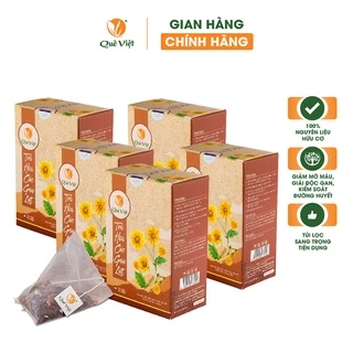 COMBO 5 HỘP Trà hoa cúc gạo lứt Quê Việt thanh nhiệt, ngủ ngon, điều hoà huyết áp -5 hộp x 600gr/hộp