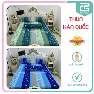 Bộ Ga Gối Thun Lạnh Hàn Quốc { 4 Món } họa tiết Bông ( 1 ga bọc + 2 vỏ gối nằm + 1 vỏ gối ôm )