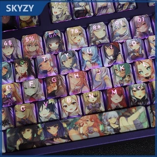 Genshin Impact Keycap Cherry Profile Anime Truyền ánh sáng PBT DYE SUB Bàn phím cơ keycaps