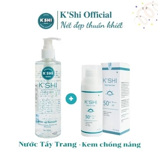 [COMBO HQ] Bộ Kem Chống Nắng Bảo Vệ Dưỡng Trắng & Nước Tẩy Trang Dưỡng Ẩm Làm Sạch Lớp Trang Điểm Bụi Bẩn Kshi