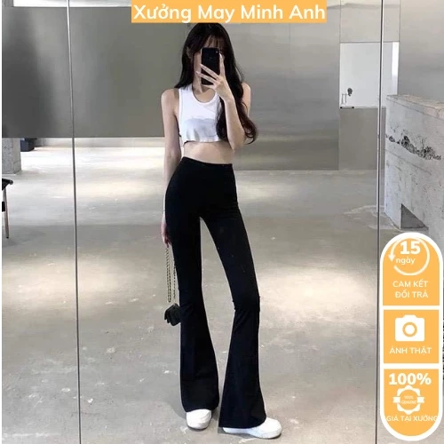 QUẦN ỐNG LOE NỮ CẠP CAO DÁNG DÀI - QUẦN LEGGING NỮ ÔM ỐNG LOE TÔN DÁNG MA99