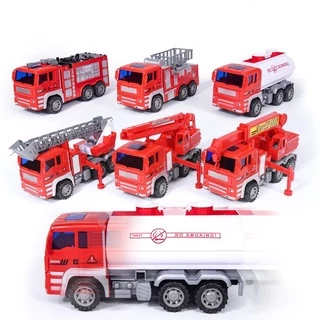 Set 4 ô tô đồ chơi xe cứu hỏa Fire Truck có trực thăng mini mô hình 1:64