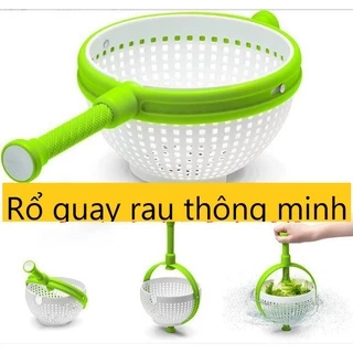 Rổ quay rau ráo nước cao cấp, dụng cụ hỗ trợ vắt rau thông minh