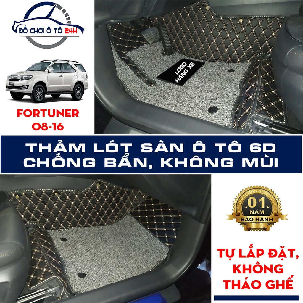 Thảm lót sàn ô tô 5D 6D Toyota Fortuner 2008-2016 bảo vệ sàn xe, không mùi, không thấm nước