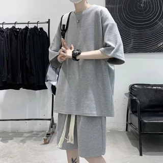 Bộ đồ hai mảnh IFNICEFUTURE gồm áo thun dáng rộng phong cách Hong Kong thời trang đơn giản cho nam
