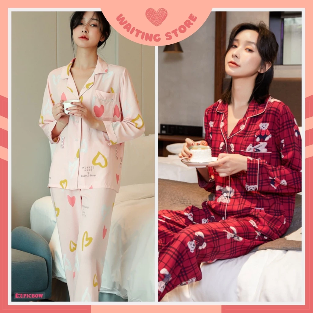 Đồ Bộ Pijama - Set Ngủ Dài Tay Vải Đũi Lụa Nhiều Mẫu Họa Tiết Đơn Giản DDDP02