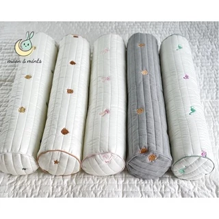 Gối ôm chần bông 60x12cm thêu họa tiết cho bé Moon&Mints, ruột gối lông vũ microfiber, phong cách Hàn Quốc