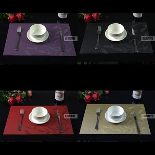 Tấm lót bàn ăn TL005 PVC cách nhiệt 30x45cm Pink Xinh Decor miếng lót chén dĩa bàn ăn họa tiết viền lá