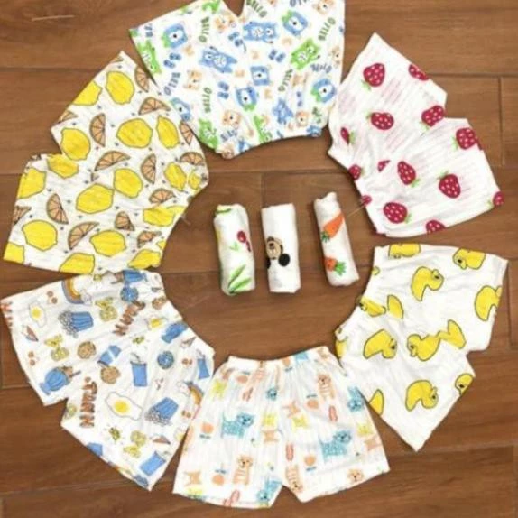 QUẦN CHỤC ĐÙI COTTON GIẤY SIÊU MÁT CHO BÉ