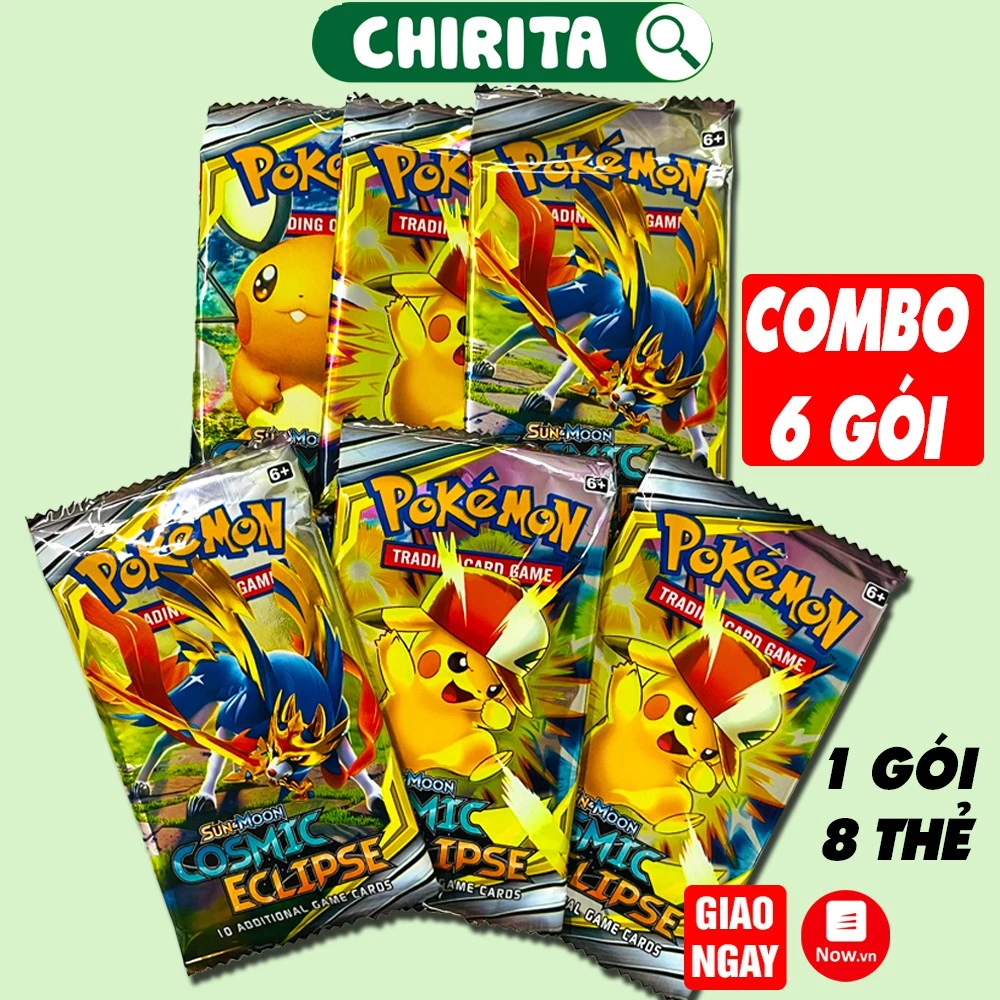 Combo 6 Túi Thẻ Bài pokemon Tcg Trading Card Game 1 Bộ 8 Lá - Đồ Chơi Trẻ Em Chirita