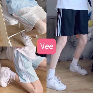 Quần short thể thao 3 sọc ống suông unisex trẻ trung năng động/ Quần sooc đùi nam nữ ống rộng phối sọc line_veestore