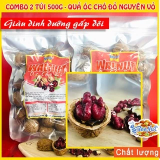 (Combo 2 túi 500g) (ĐỎ) Quả Hạt Óc Chó Đỏ Nguyên Vỏ - Tặng Đồ Tách Vỏ - Mỹ - Giàu Omega-7 Gấp Đôi Óc Chó Vàng - BeeNut