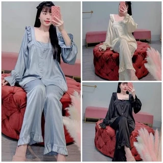 Đồ bộ pyjama nữ mặc nhà chất lụa mềm mại mặc mát siêu sang