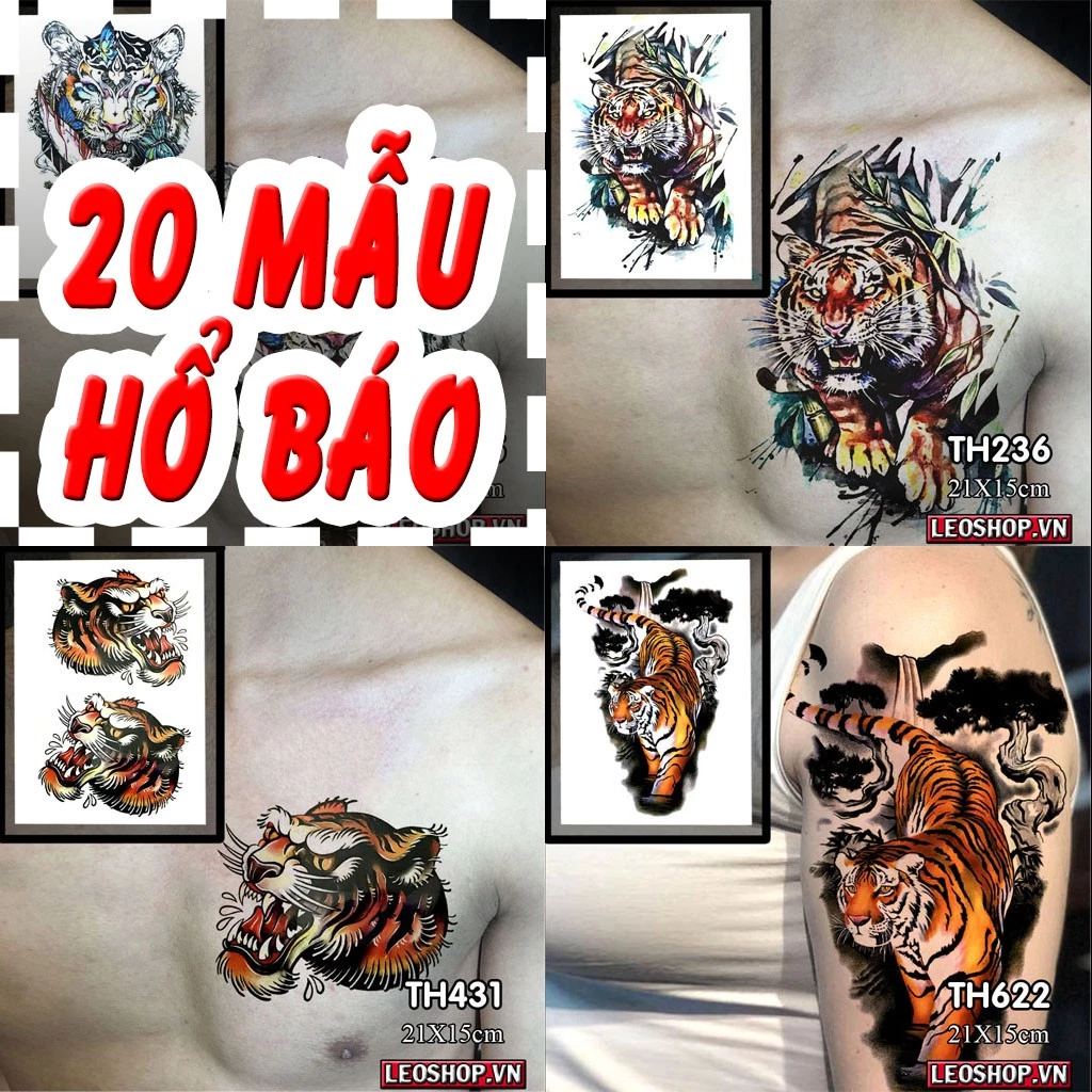 [Loại Ngắn Ngày] Hình Xăm Dán Hổ Báo Chụp Ảnh, Đóng Phim, Dễ Dàng Tẩy Xóa - Dùng 2-5 Ngày BST 2 (21x15cm)