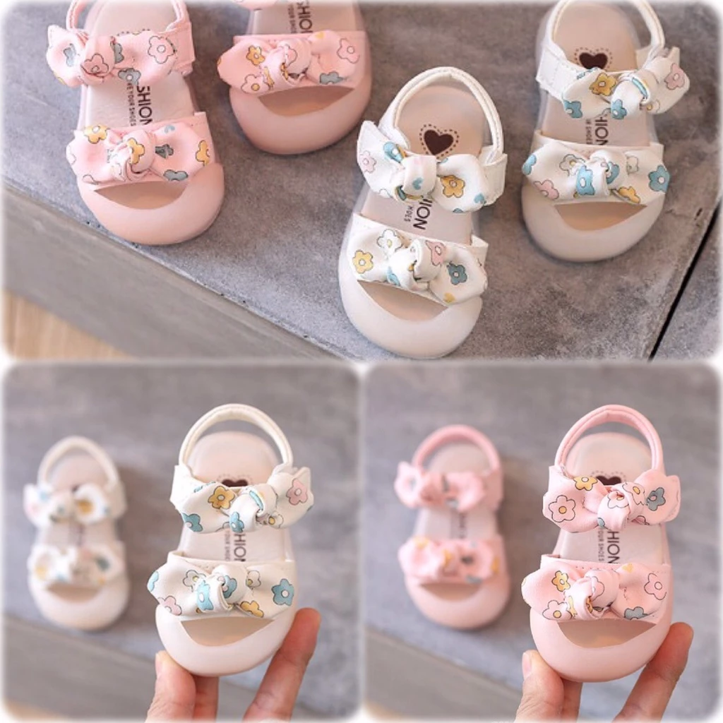 MẪU MỚI_ Sandal tập đi 2 nơ cho bé gái xinh xắn đáng yêu size 15-25