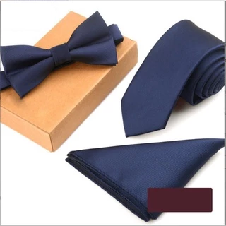 Cà vạt 6cm, Nơ cài cổ, Khăn cài túi cùng màu, cavat phong cách Hàn Quốc, Cravat chú rể, dự tiệc CBC-612