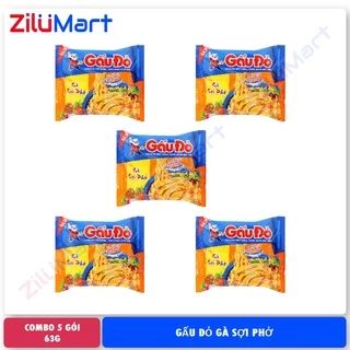 Mì Gấu Đỏ gà sợi phở (combo 5 gói) loại 63g