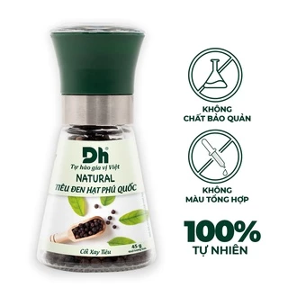 Natural tiêu đen hạt Phú Quốc - Cối xay tiêu 45gr Dh Foods - nêm ướp chế biến món ăn