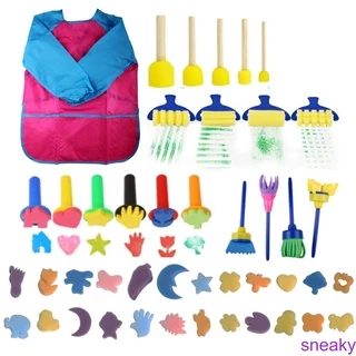 44pcs Sponge Painting Brushes Kit Mini DIY Painting Kits Early Learning Kids Paint Set Child Play Gift[sneaky]