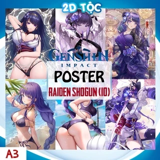 TRANH POSTER A3 RAIDEN SHOGUN GENSHIN IMPACT (10) CHẤT LIỆU GIẤY CAO CẤP - 2D TỘC SHOP