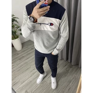 Áo Sweater champio cao cấp cotton da cá không xù lông