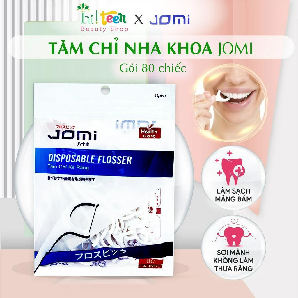 Tăm chỉ nha khoa JOMI Nhật Bản sạch khuẩn cao cấp (Gói 80 chiếc)