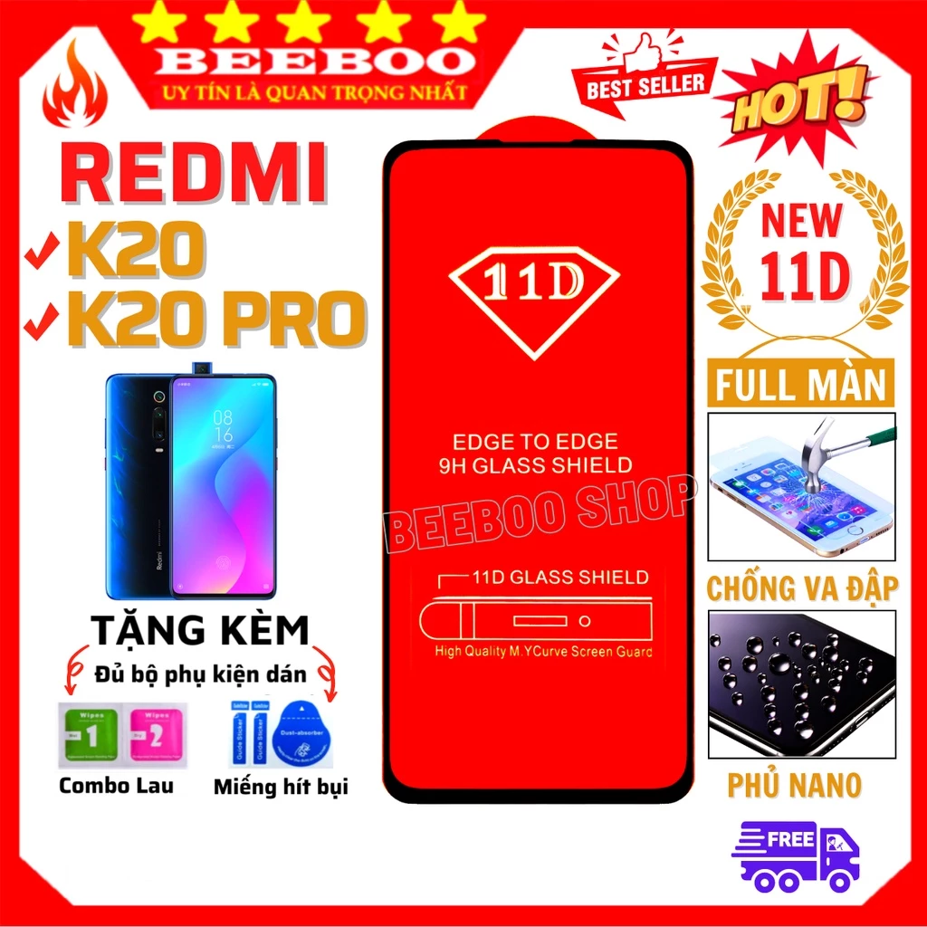 Kính Cường Lực Xiaomi Redmi K20 / K20PRO - Full màn hình 11D - Độ cứng 11H  [FreeShip_50K], [FL15]