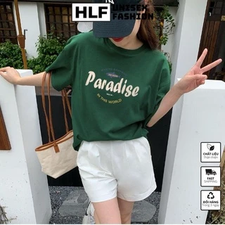 Áo thun tay lỡ unisex nam nữ Paradise, áo phông nữ form rộng HLFashion