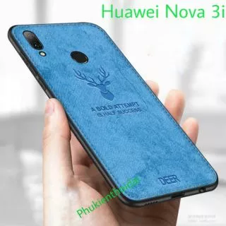 Ốp lưng vải đầu hươu Huawei Nova 3i thời trang cao cấp chống bám mồ hôi