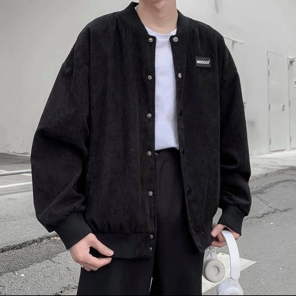 Áo Khoác Bomber form Oversize mẫu Missout vải nhung tăm lót dù dày dặn 2 lớp khoác ngoài chống nắng SHOP MAYLAN