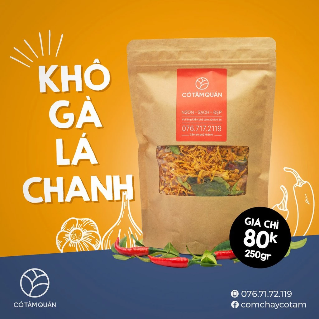 KHÔ GÀ LÁ CHANH CÓ TÂM QUÁN 250GR