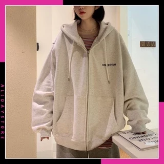 Áo khoác nỉ COLLECTION,áo khoác hoodie zip dáng rộng