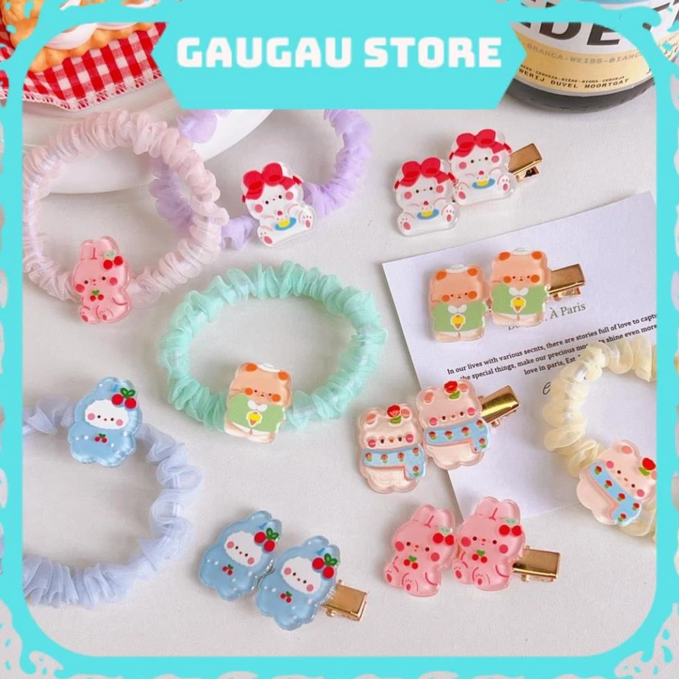 [ Hỏa Tốc ] Kẹp Cột Tóc Mẫu Gấu Thỏ Hoạt Hình Dễ Thương Cho Nữ