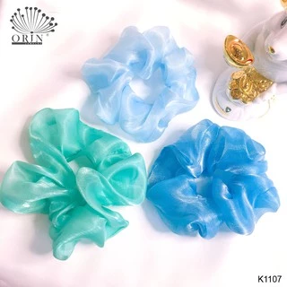 Cột tóc vải scrunchies voan ánh nhũ nhiều màu siêu đẹp Orin K1107