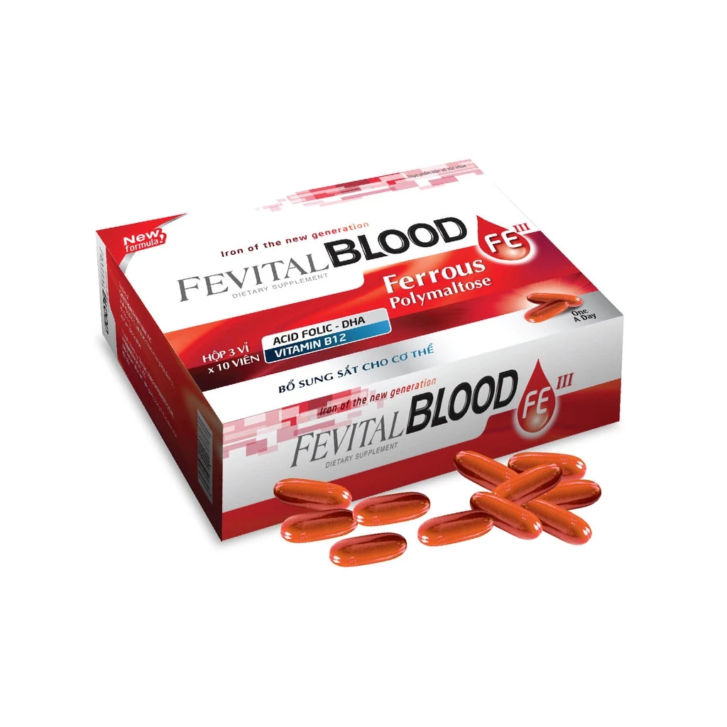 Sắt Fevital Blood – Bổ sung sắt, vitamin cho bà bầu và cho con bú, hộp 30 viên